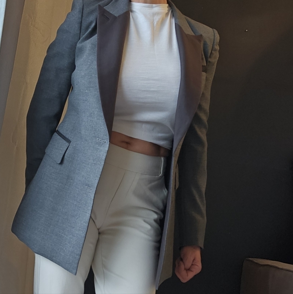 Satin Cigar Lapel Contrast Jacket Blazer
